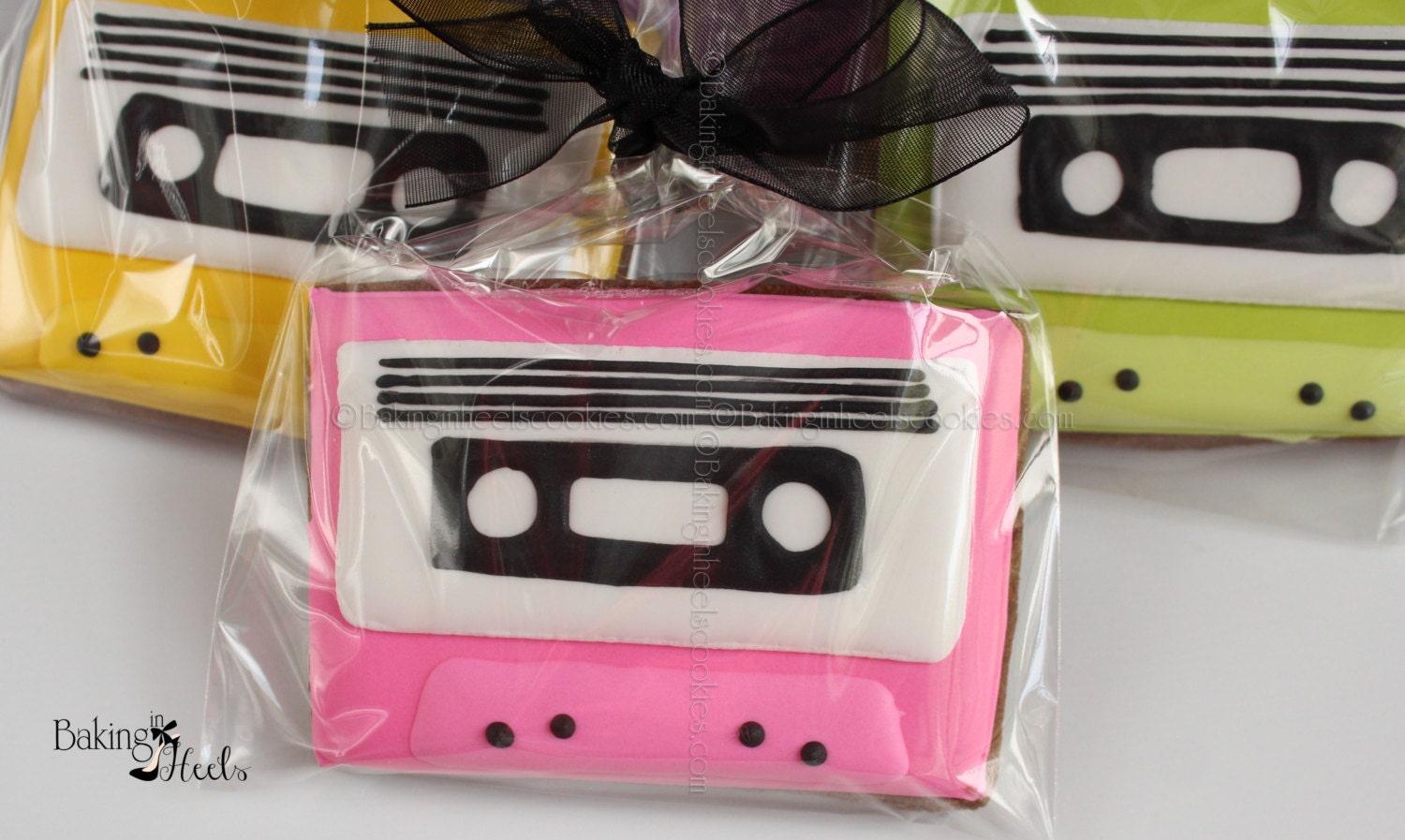 80's Cassette Tape Birthday Cookies Neon Cassette Tapes