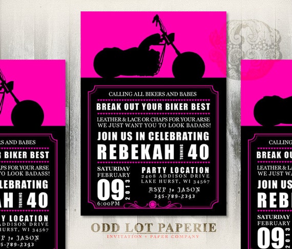 Biker Motorcycle Birthday Invitation DIY Printable Digital