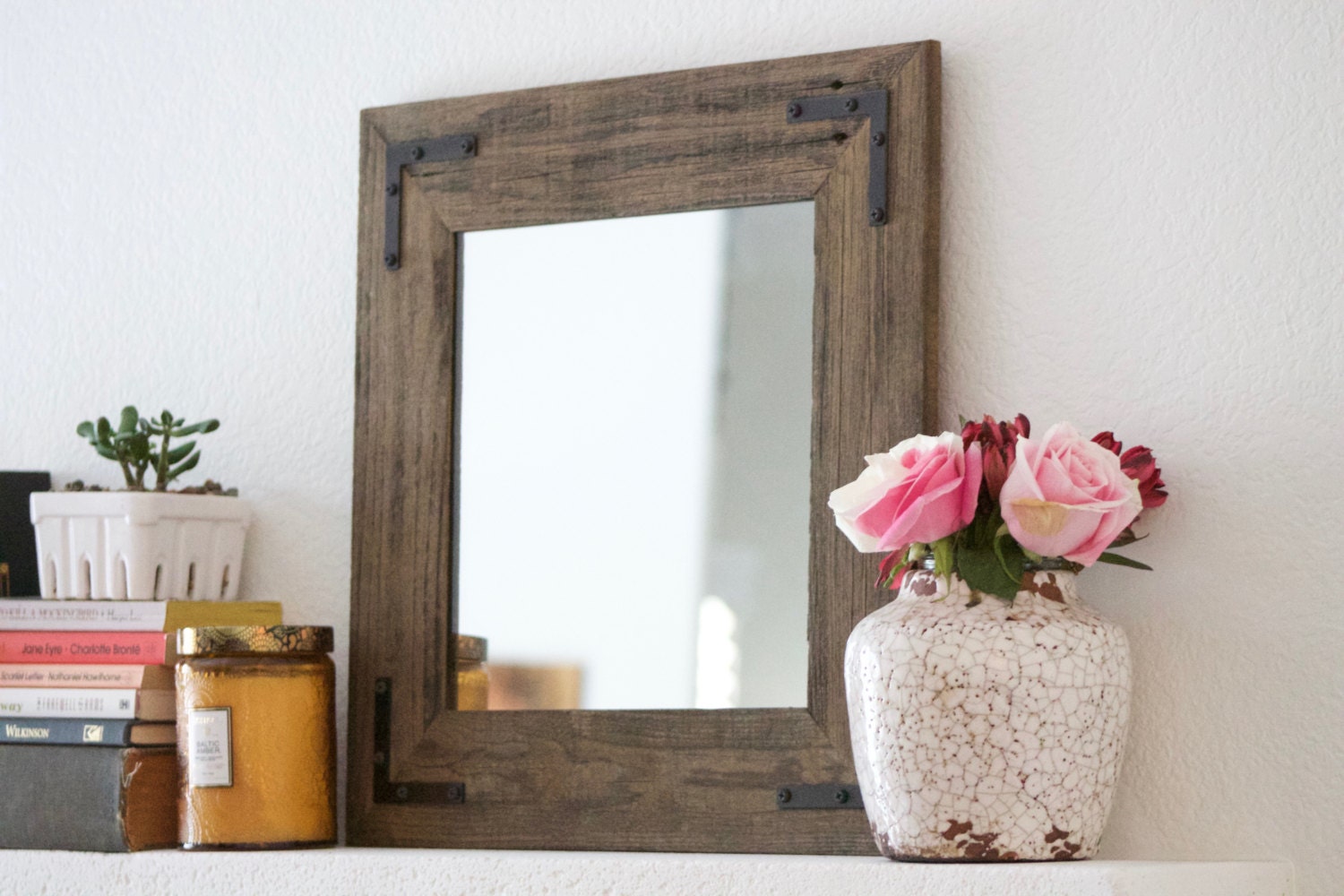 Wood Mirror Small Rustic Modern Mirror Reclaimed Wood