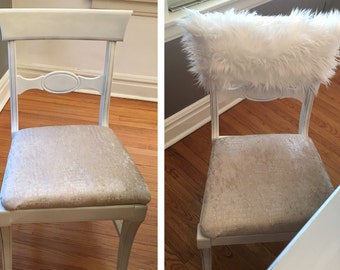White Fur Chiavari Chair Caps/home decor/style up your dinning chair/custom chair cover/luxury chair covers/white fur chair cover