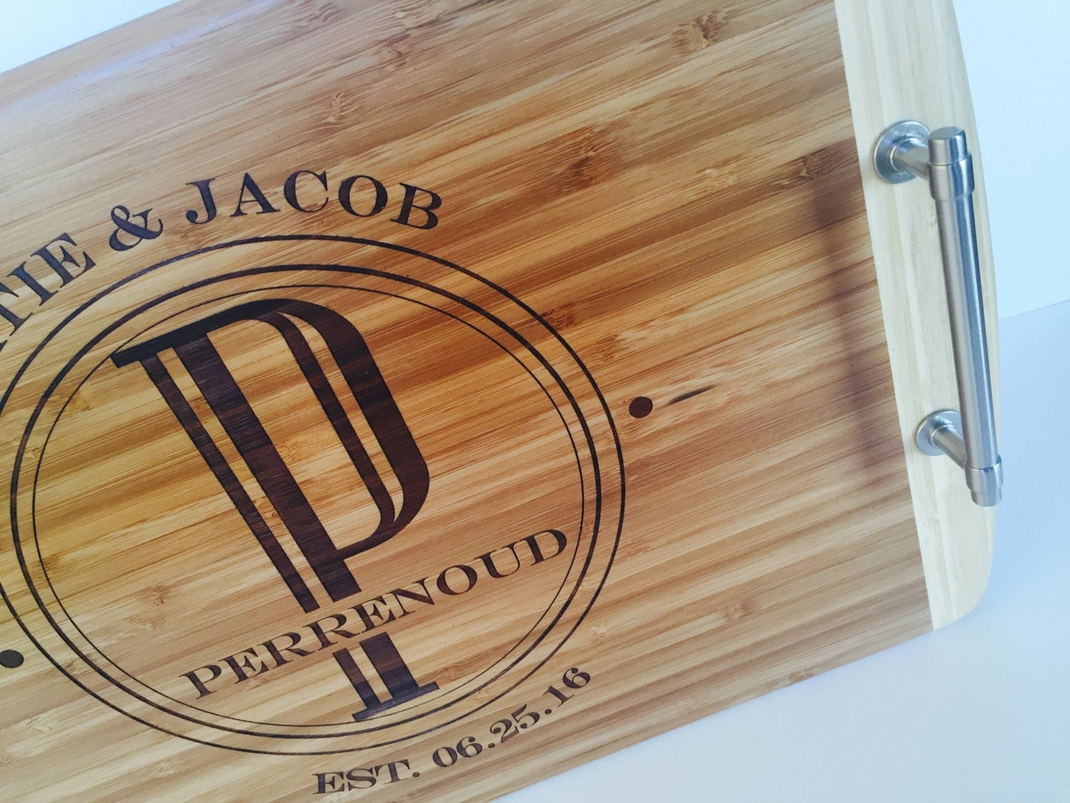 Wood Engraved Serving Tray Custom Wedding Gift Personalized