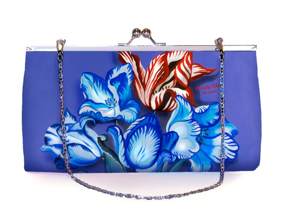 Retro clutch large, clutch bag, Porcelain, birthday gift, gift for her, gift for mom, Woody Ellen handbag,christmas gift ideas