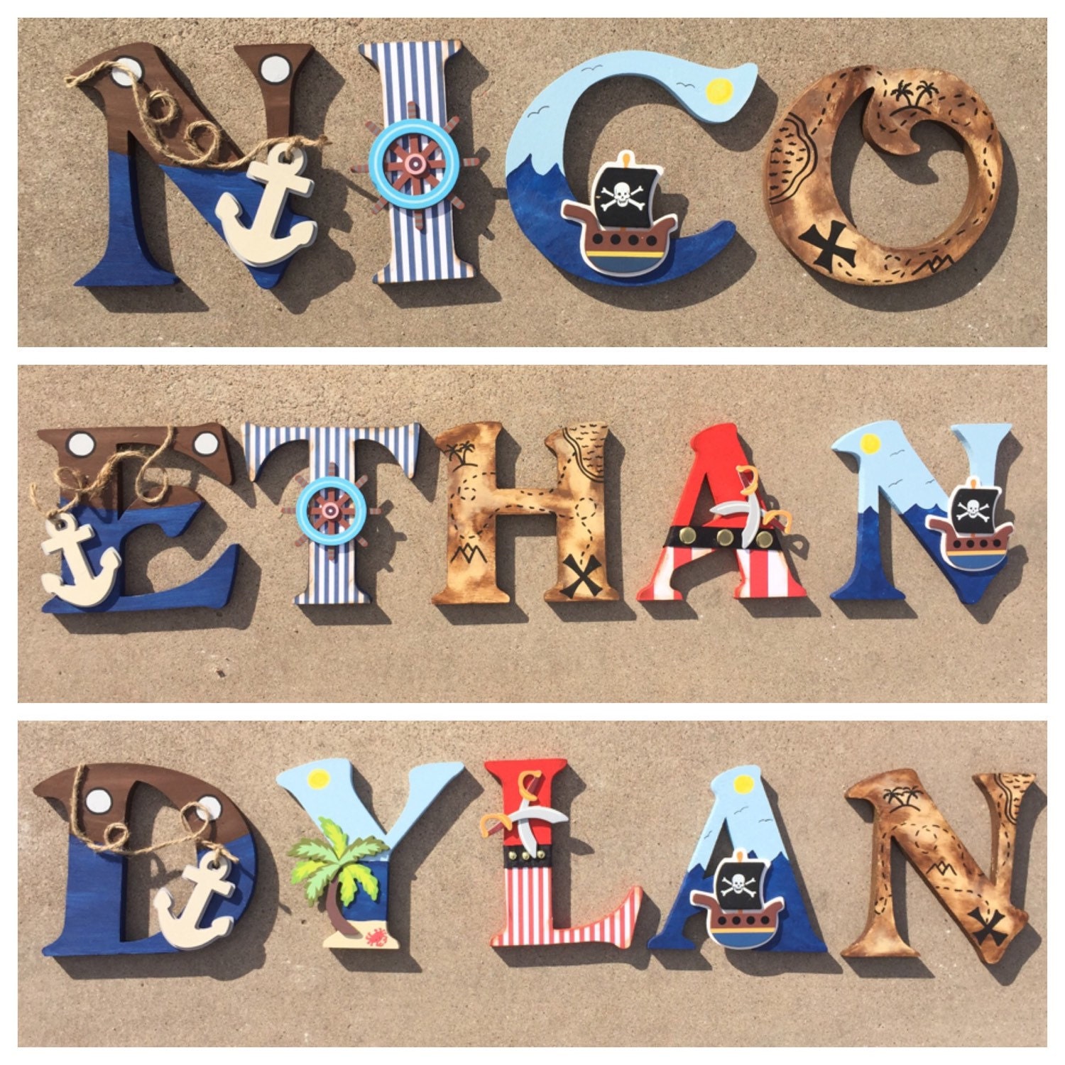 Pirate Wooden Letters Pirate Letters Custom Letters Pirate