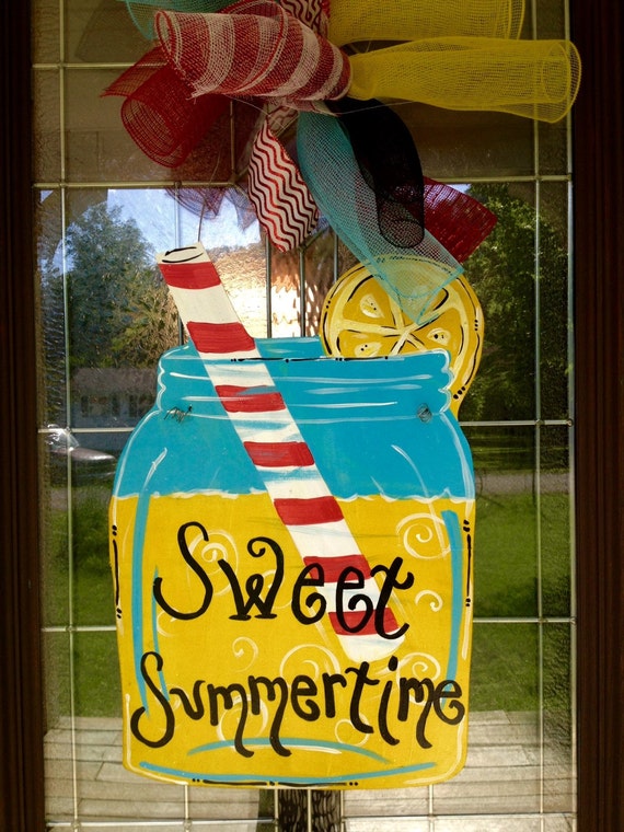 Lemonade Mason Jar Door Hanger by HillbillyHandcrafted on Etsy