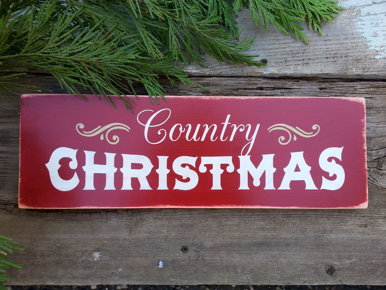 COUNTRY CHRISTMAS Wooden Sign. Painted Christmas by OlySignCo