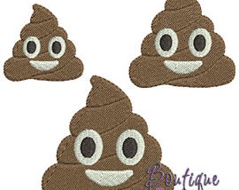 Mini Poop Emoji Embroidery Design Set - Instant Download