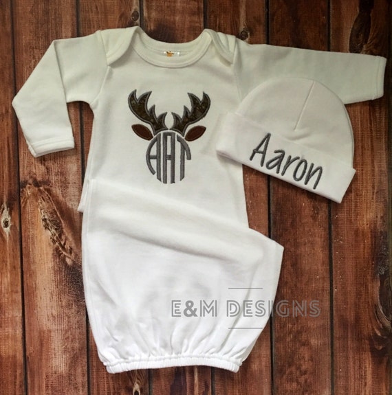 Boys Coming Home Outfit / Deer Antler Baby Set / Newborn
