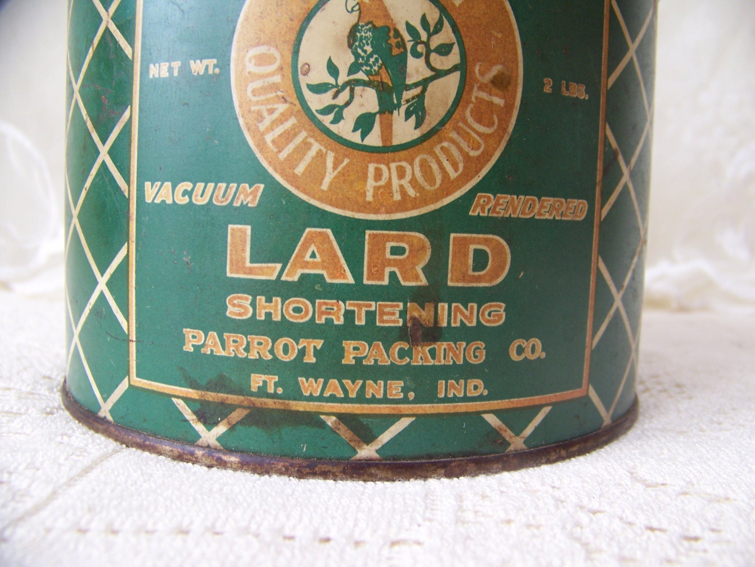 Antique Lard Tin.Parrot Packing Co. Fort Wayne