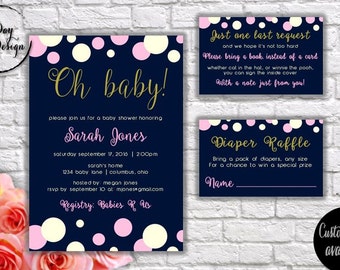 OH BABY! (pink & cream) Baby Shower Invitation - Digital