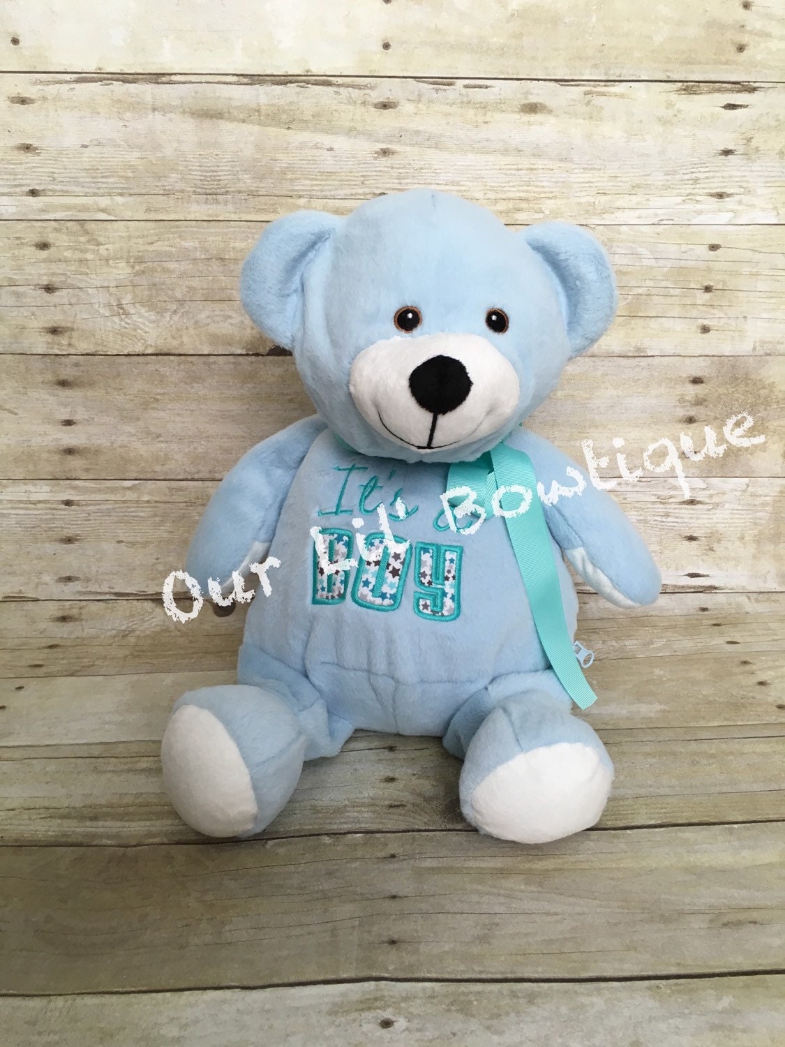 Gender Reveal Personalized Stuffed Animal by OurLilBowtique