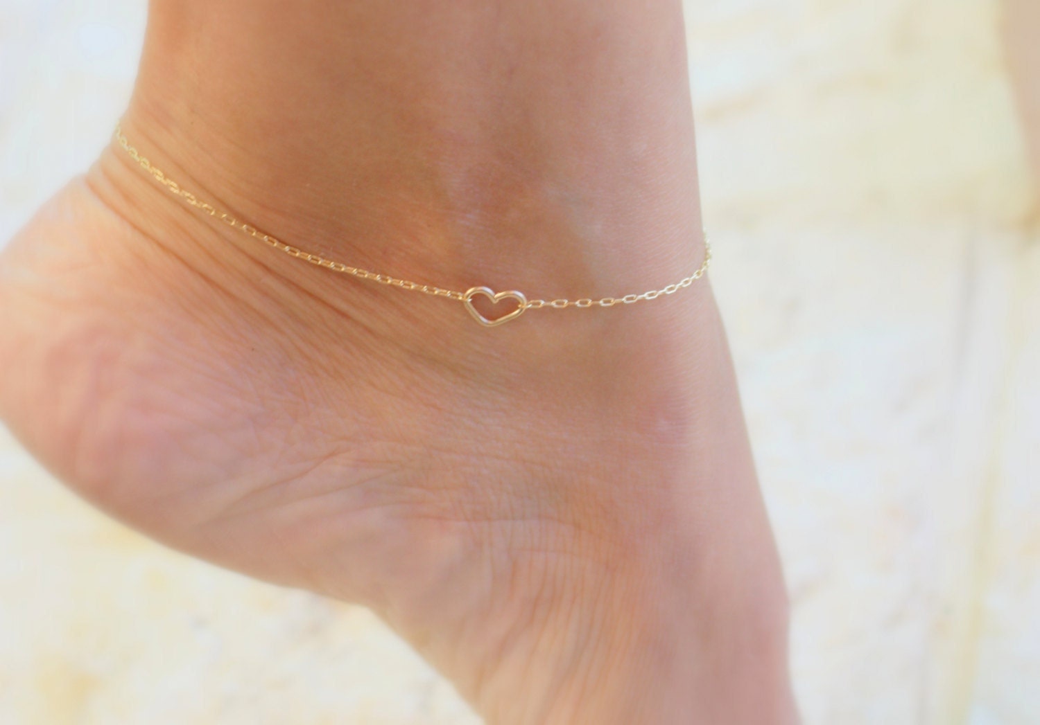 thumbnail image 2 of Women's Silver Heart Multi-Layer Ankle Bracelet - Adjustable Chain Beach Anklet With Rhinestones 2 of 6