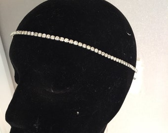 Bridal headband - Crystal headband - silver headdress - Ribbon tie headband - hair accessories - Bridal headdress - Hair jewellery