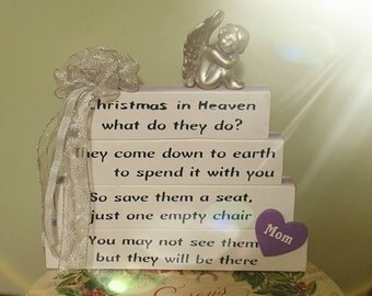 Christmas in Heaven What do they Do...Handcrafted sign, May be personalized
