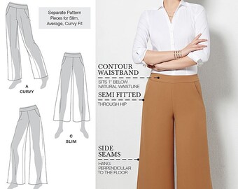 UNCUT Pants Pattern Simplicity 0300 or 1017 Size 6-8-10-12-14-16-18-20-22 Wide Leg, Curvy, Palazzo Pants, Straight Leg