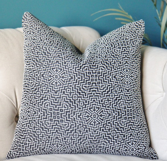 Black Geometric Pillow Cover Black White Decor by MotifPillows