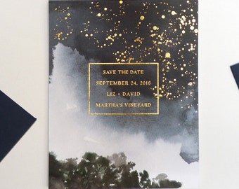 Celestial gold foil Save the Date