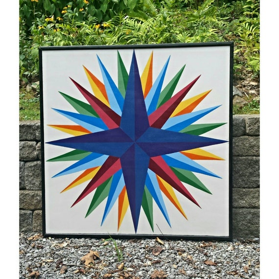 Mariner's Compass with frame 3' 3' Barn Quilt