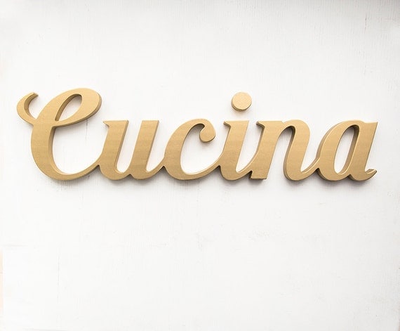 Cucina sign wooden italian script sign kitchen letters wall