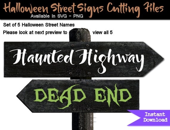 Download Halloween Street Sign Names SVG Cutting Files Set of 5 Titles