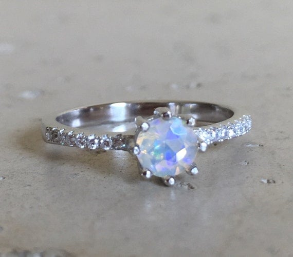 8 Prong Opal Ring Promise Ring Engagement Ring Rose by Belesas