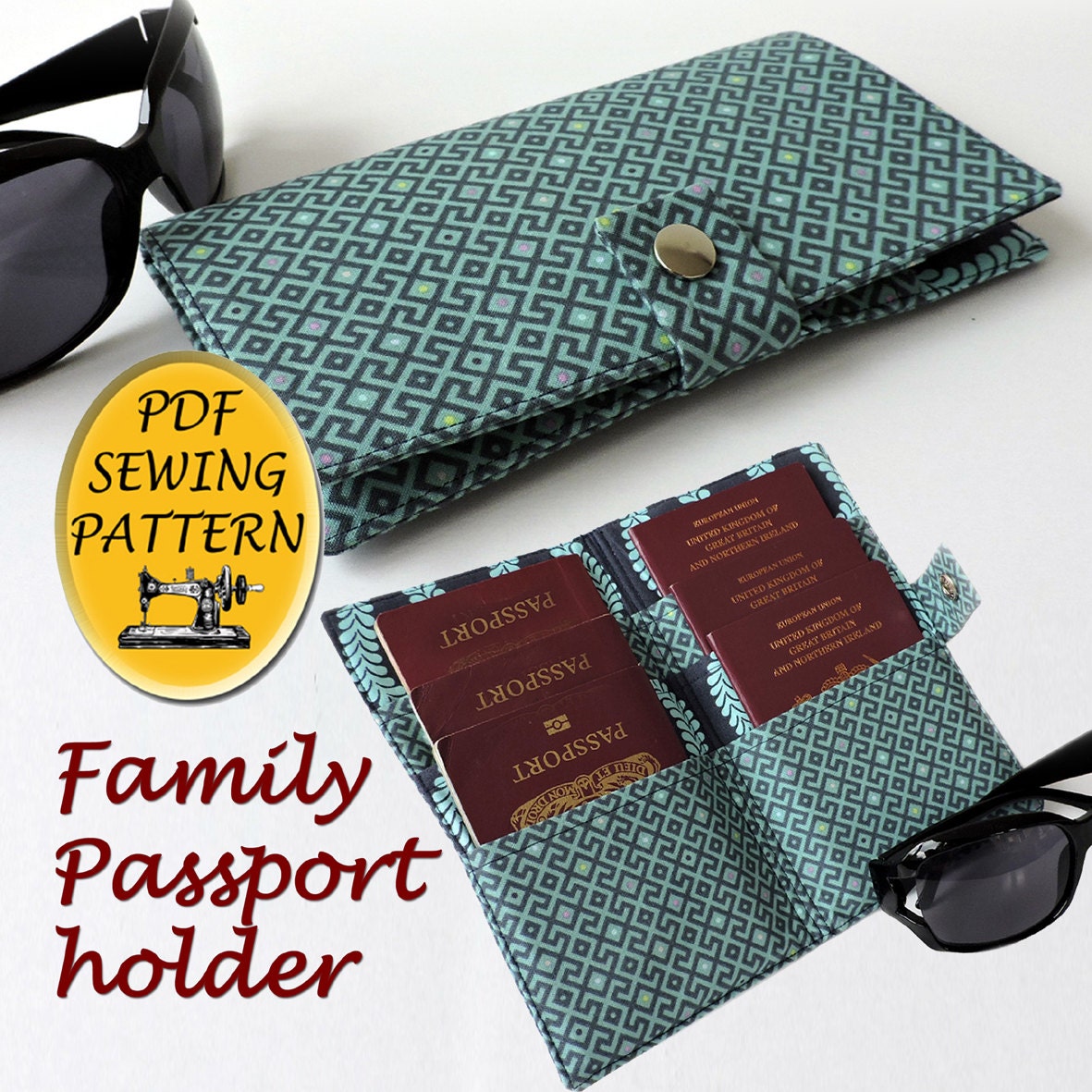 Family Passport wallet pattern. Family Passport cover PDF