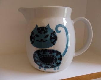 Arabia Finland Kaj Franck Blue Kitty Cat Pitcher