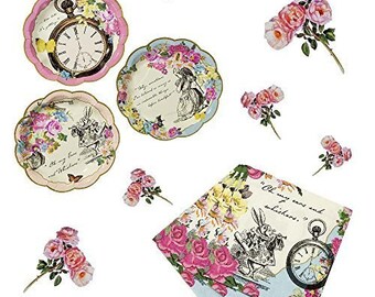 Alice in wonderland party decorations, mad hatter tea party, Alice birthday, curious looking glass, garden bbq, baby shower, pck 10
