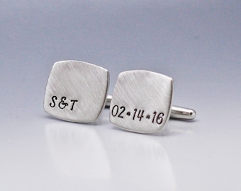 Personalized Cufflinks, Hand Stamped Cufflinks, Custom Cufflinks, Personalized Date Cufflinks, Wedding Cufflinks Gift for Groom