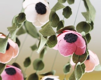 Custom Baby Mobile || Nursery Mobile || Mobile || Anemone Mobile || Floral Mobile || Flower Mobile || Felt Mobile || Nursery || Boho Mobile