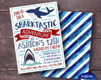 Shark Invitation, Shark Birthday Invitation, Shark Party Invitation, Shark Themed Birthday, Shark Birthday Party, Under the Sea Invitation