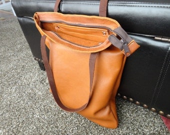 FREE SHIPPING. brown bag, leather tote, leather bag,