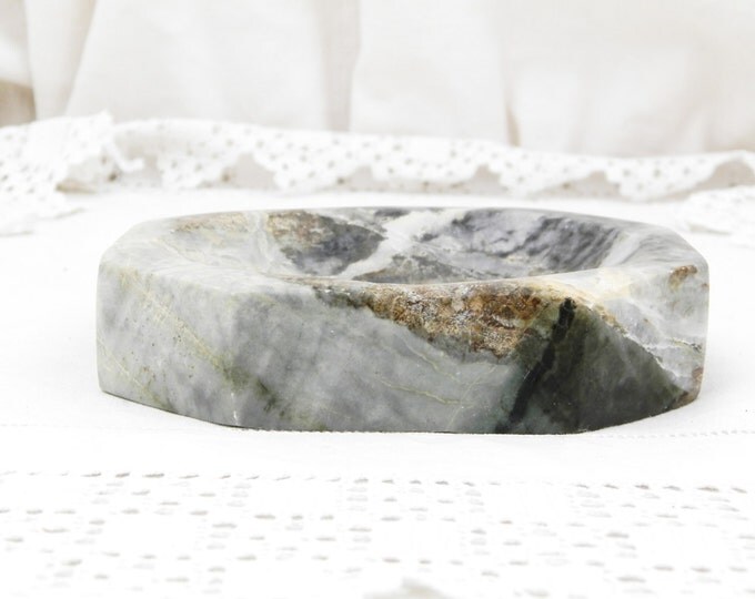 Large Vintage French Green, White and Gray Marble Ashtray, Mid Century Decor, Retro Home Interior, Man Cave, Tobacciana, Smoking, Ash