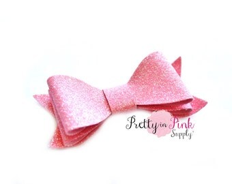 Baby Pink Layered Glitter Bows- You Choose Quantity- DIY Headband Supplies- Glitter Bows- DIY Hair Bows- Fabric Bow- Big Bows- DIY Craft