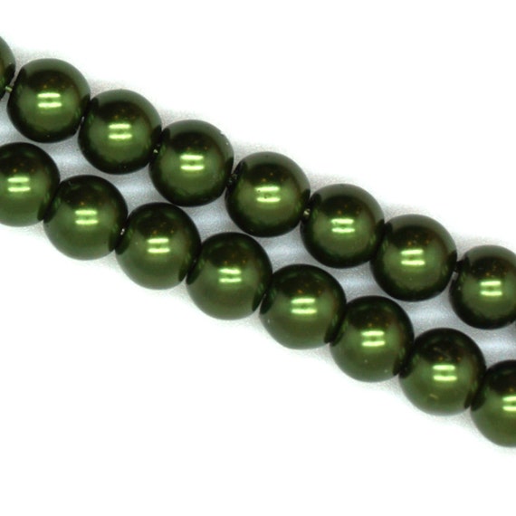 Evergreen Glass Faux Pearl Strands Select Size: 4mm 6mm