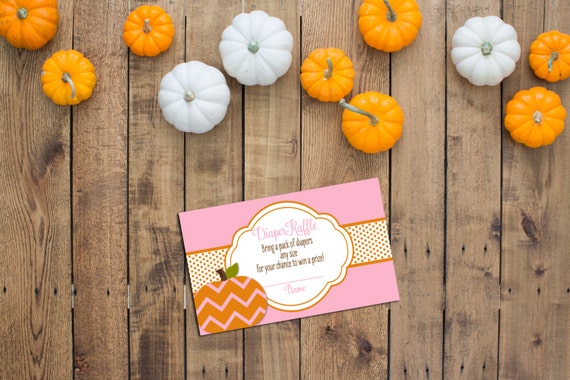 Little Pumpkin Diaper Raffle Tickets - Little Pumpkin Baby Shower - Pink and Orange - INSTANT DOWNLOAD - Printable Il_570xn