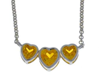 2 Ct Citrine Heart Bezel Pendant .925 Sterling Silver
