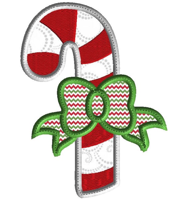 Candy cane embroidery design 3 size holiday applique for