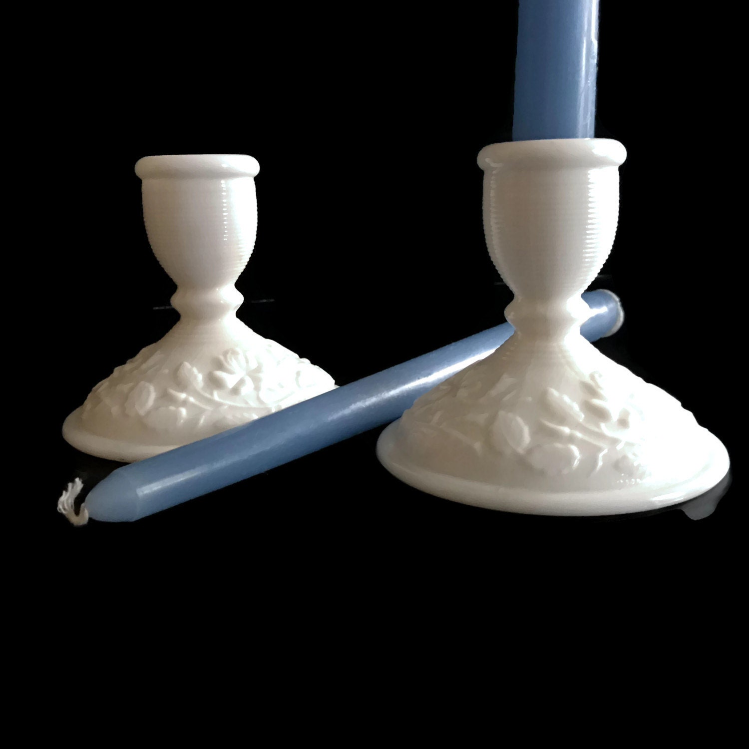 Vintage Candle Holders Imperial Glass Imperial Rose Doe Skin