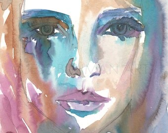 Original Watercolor Painting, Watercolor Portrait, Hopeless Dreamer by Jessica Buhman, Original Watercolor, 9 x 12, Painting of Woman