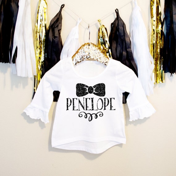 Baby Girl Clothes Monogram Shirt BLACK by ShopVivaLaGlitter