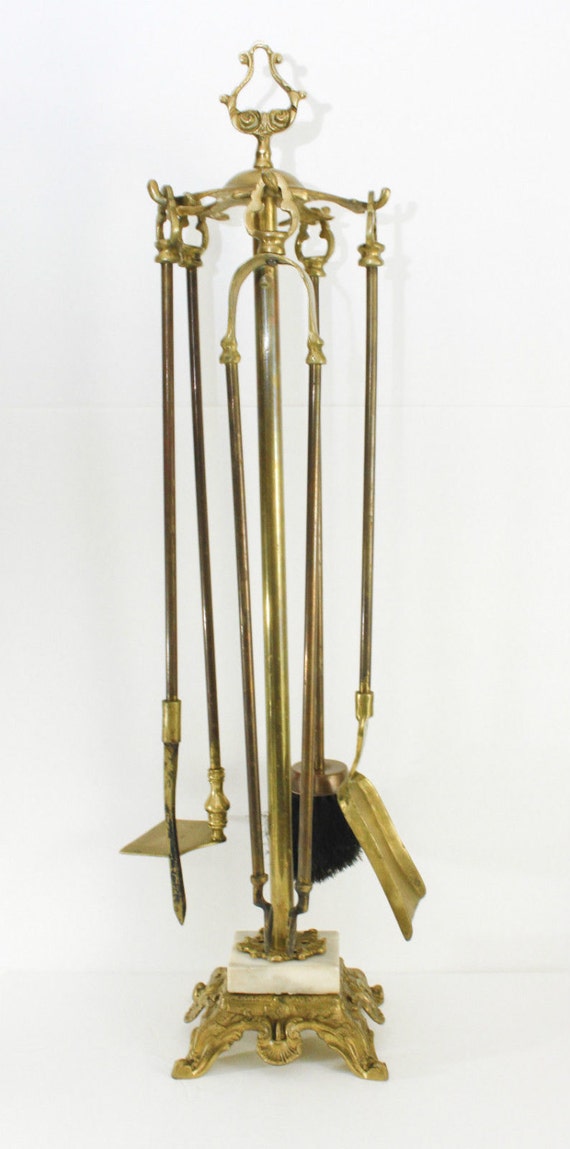 Vintage Fireplace Tool Set Fire Place Ornate Rococo by PaulasLoft