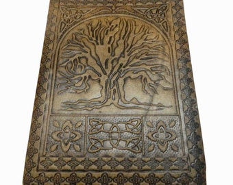 Tree of Life Embossed Handmade Leather Journal Notebook Diary 7x5" Blank Pages Tanned Color