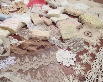 Craft Supplies , Lot of Vintage Lace , Trims , Craft Supplies , Collage Art ,Nr 3