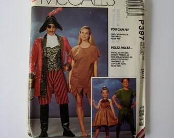 McCalls 6218 Sewing Pattern Peter Pan Costume Captain Hook Tinkerbell Halloween Unisex Adult Chest Size 36 38 UNCUT
