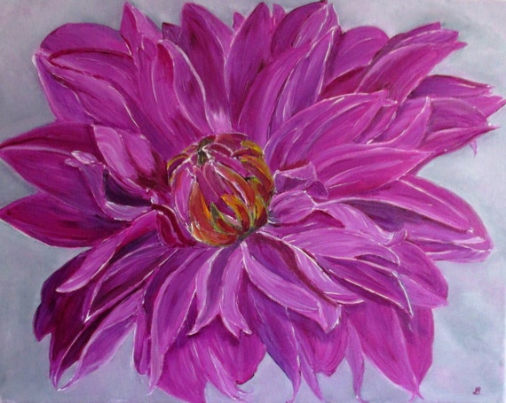 dahlia painting pink dahlia flower paintingoriginal art
