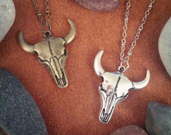 No Bull // Skull Necklace // Bull Necklace // Southwestern // Tribal Necklace // Native American // Boho Necklace // Layering Necklace