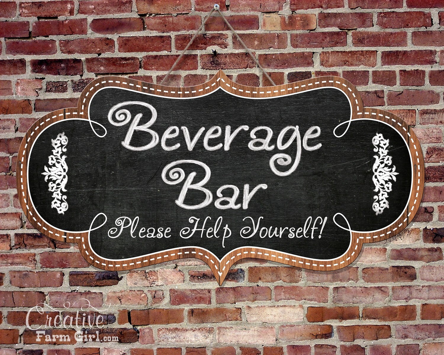Beverage Bar Sign Please help yourself chalkboard sign