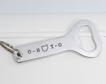 Ohio State Bottle Opener Keychain | O H I O Buckeye Bottle Opener