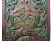 Vintage Hand Carved Wall Art Buddha Vitarka Mudra Meditation Decor Panel