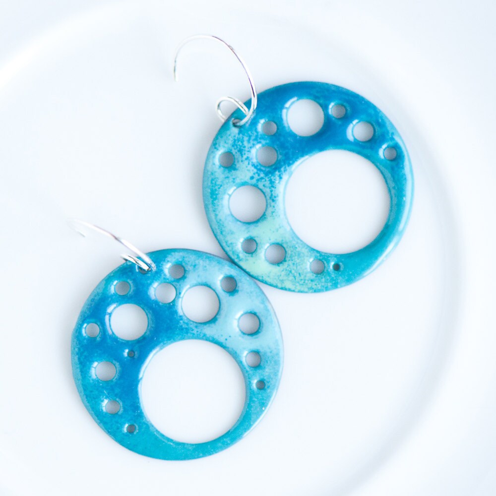 Funky Statement Earrings Enamel Jewelry Artsy by BloomingEnamels